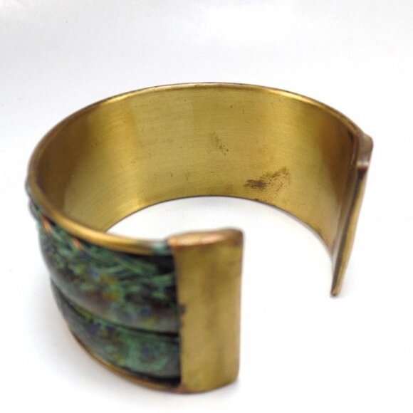 WOMENS SOUTHWEST STYLE COPPER WITH TURQUOISE OVERLAY CUFF BRACELET - Picture 6 of 6